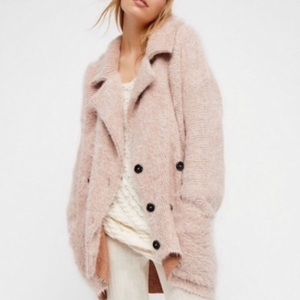 FREE PEOPLE Take Two Sweater Coat in Rose Alpaca Blend Size XS Oversized